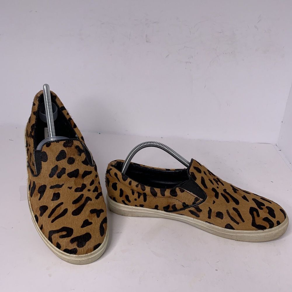 Steve Madden Eccentric Womens 11B Brown Tan Leopard Print Slip On Shoes